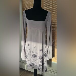 Grace Asymmetrical Elegant Long-Sleeve Floral Embellished Dress - Lilac